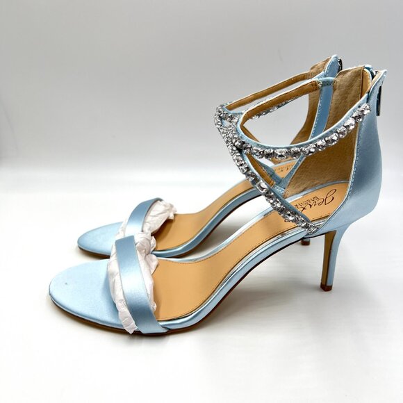 Jewel Badgley Mischka Size 11 Celine Light Blue Jeweled Dress‎ Sandals Heels - Picture 5 of 13